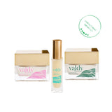 VALDY SKINCARE : Kit essentiel Eclat & Jeunesse (Sérum-crème anti-âge + Soin hydratant essentiel + Gel tenseur contour des yeux)