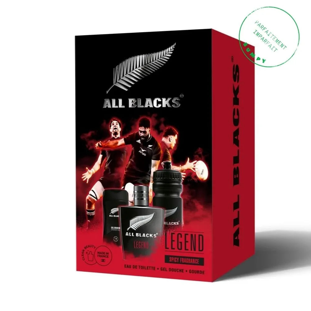 "All Blacks LEGEND laisse son empreinte sur la peau des hommes qui veulent toujours le meilleur. Cette fragrance puissante et épicée vous donnera envie d'aller plus loin, plus fort.
Soyez légendaire avec All Blacks LEGEND.
Ce coffret contient une Eau de toilette 80ml + un gel douche 250ml + 1 gourde."
