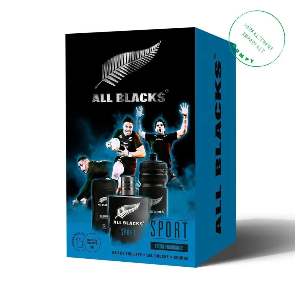 COFFRET 3P ALL BLACKS SPORT - EDT 80ml + Gel douche 250ml + Gourde
