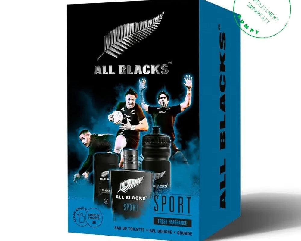 COFFRET 3P ALL BLACKS SPORT - EDT 80ml + Gel douche 250ml + Gourde