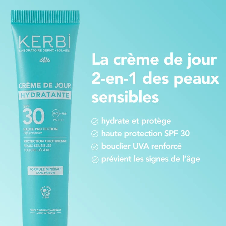 KERBI : Crème de jour minérale SPF30 - bénéfices