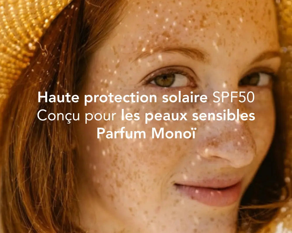 KERBI : Lait solaire minéral SPF50 parfum - texture et application