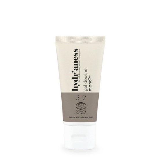 Hydr'aness : Gel douche format voyage monoï certifié bio au lait d'ânesse frais 30ml