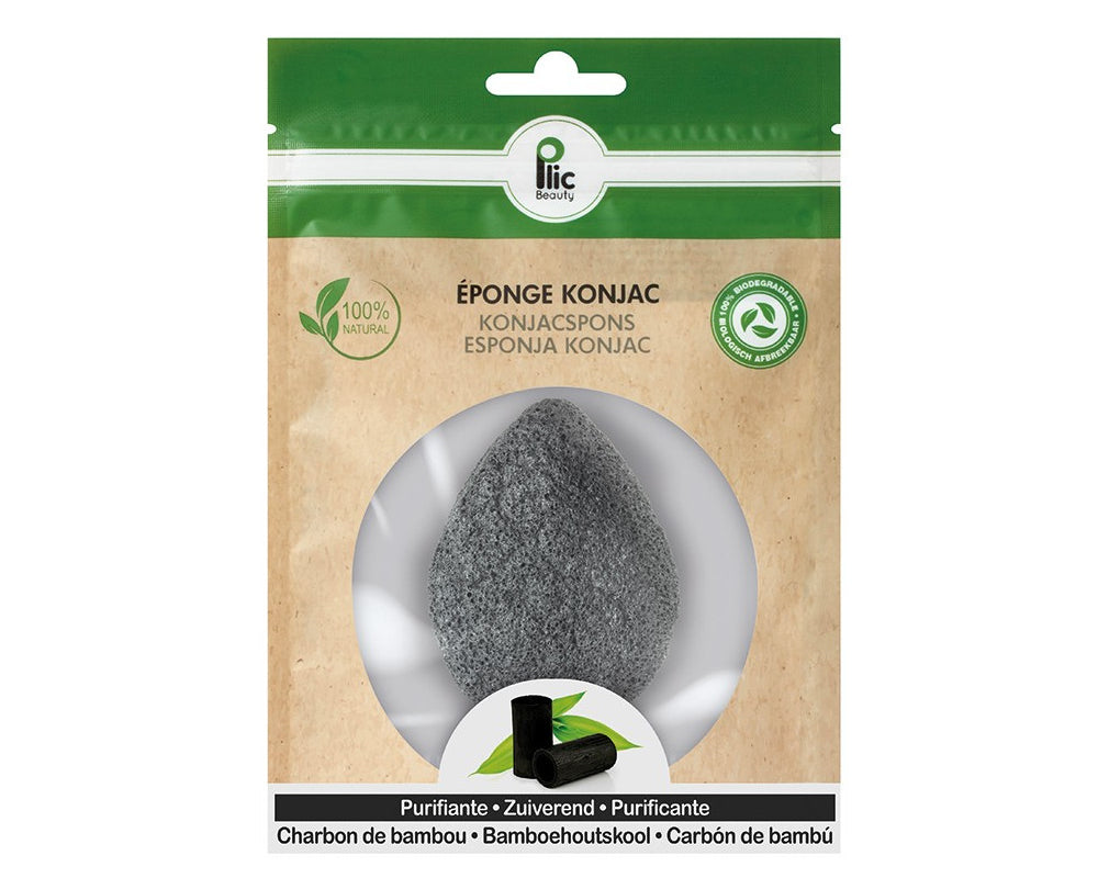 Plic : Eponge Konjac Charbon de bambou - Visage - Purifiante