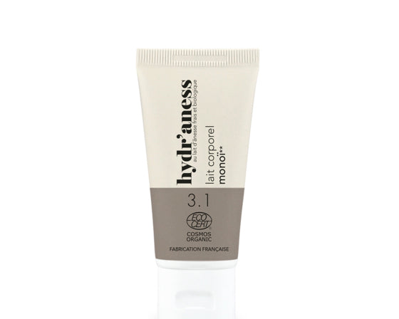Hydr'aness : Lait corps format voyage monoï certifié bio au lait d'ânesse frais 30ml