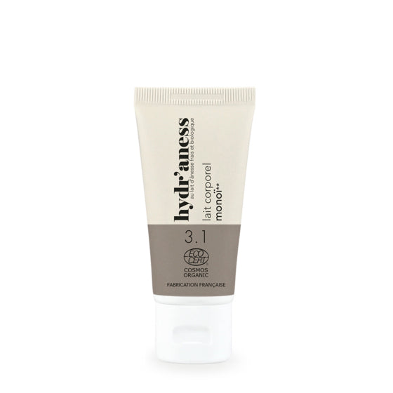 Hydr'aness : Lait corps format voyage monoï certifié bio au lait d'ânesse frais 30ml