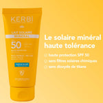 KERBI : Lait solaire minéral SPF50 dès 3 ans - bénéfices