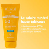 KERBI : Lait solaire minéral SPF50 dès 3 ans - bénéfices