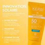 KERBI : Lait solaire minéral SPF50 parfum - ingrédients clés