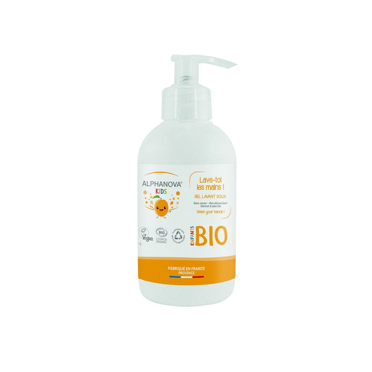 LAVE-TOI LES MAINS ! GEL LAVANT CERTIFIÉ BIO – ABRICOT | ALPHANOVA KIDS
