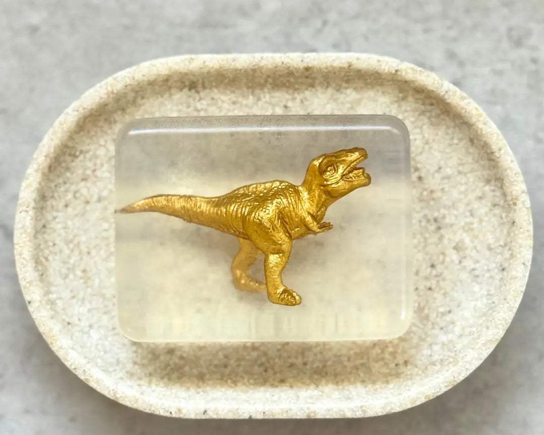 Savon Dinosaure Doré Brillant avec Surprise - Savon Dinosaure Enfant Fait Main en France Soap Hit