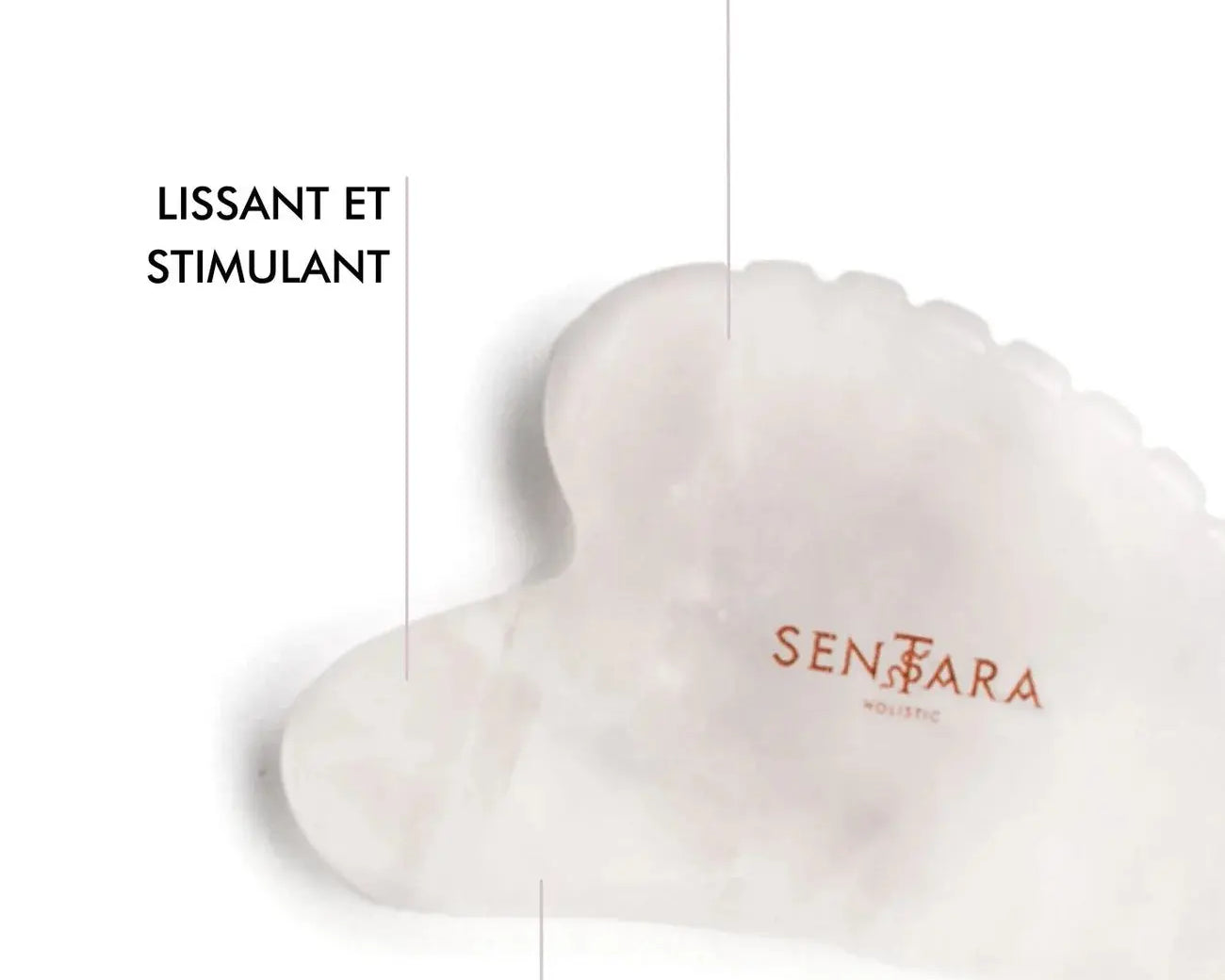 SENTARA : GUA SHA VISAGE - JADE BLANC CŒUR A DENTS Bumpy