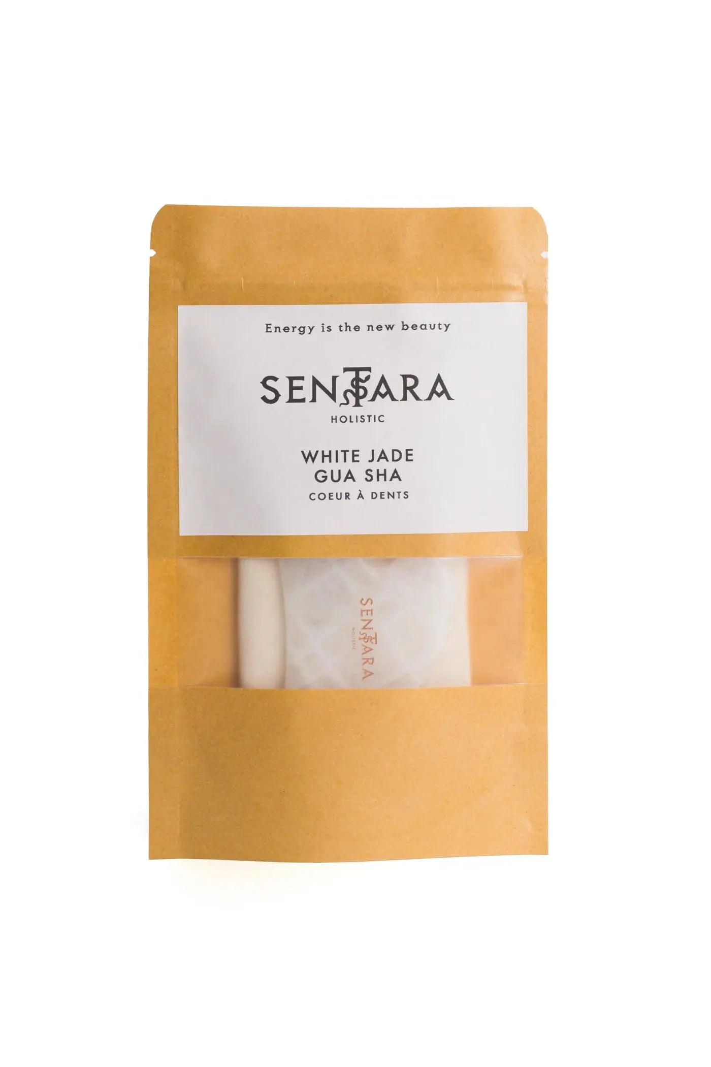 SENTARA : GUA SHA VISAGE - JADE BLANC CŒUR A DENTS Bumpy