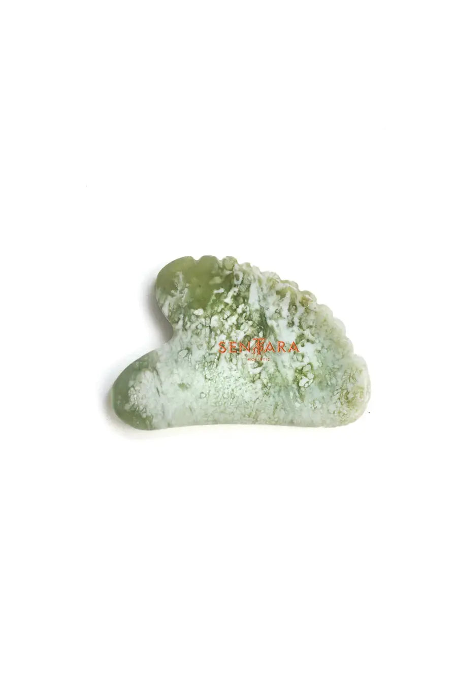 SENTARA : GUA SHA VISAGE -  JADE VERT CŒUR A DENTS Bumpy