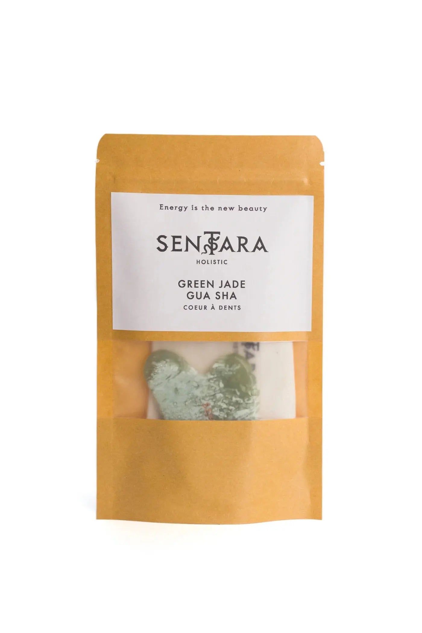 SENTARA : GUA SHA VISAGE -  JADE VERT CŒUR A DENTS Bumpy