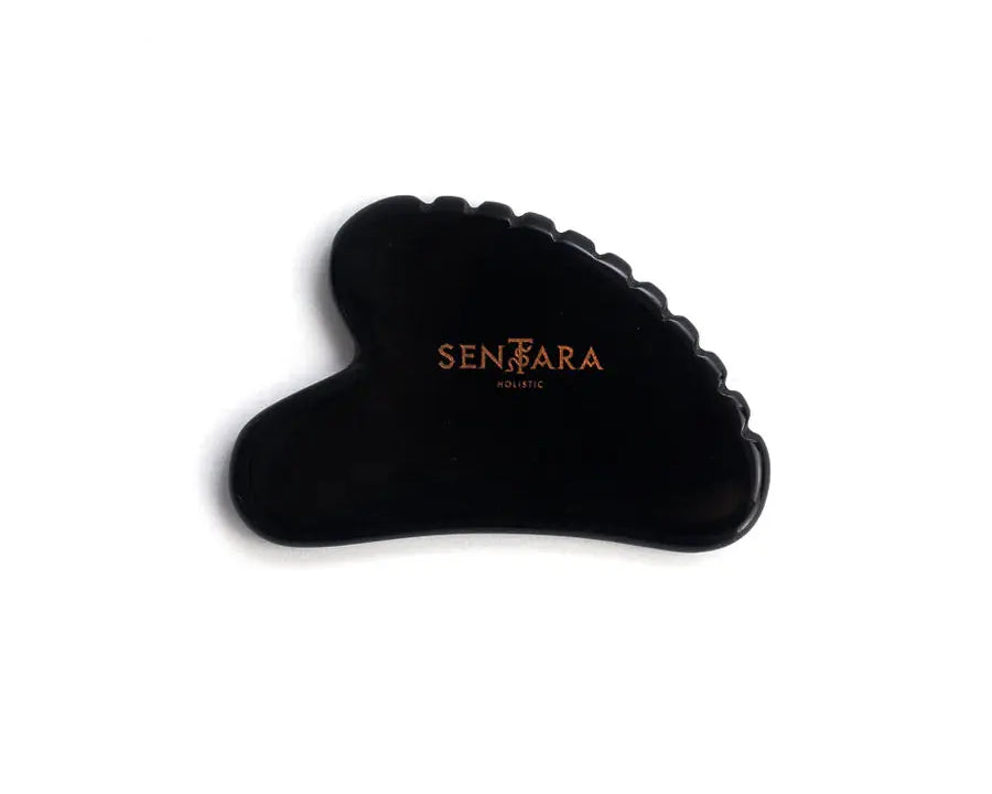 SENTARA : GUA SHA VISAGE - OBSIDIENNE NOIRE CŒUR A DENTS Bumpy
