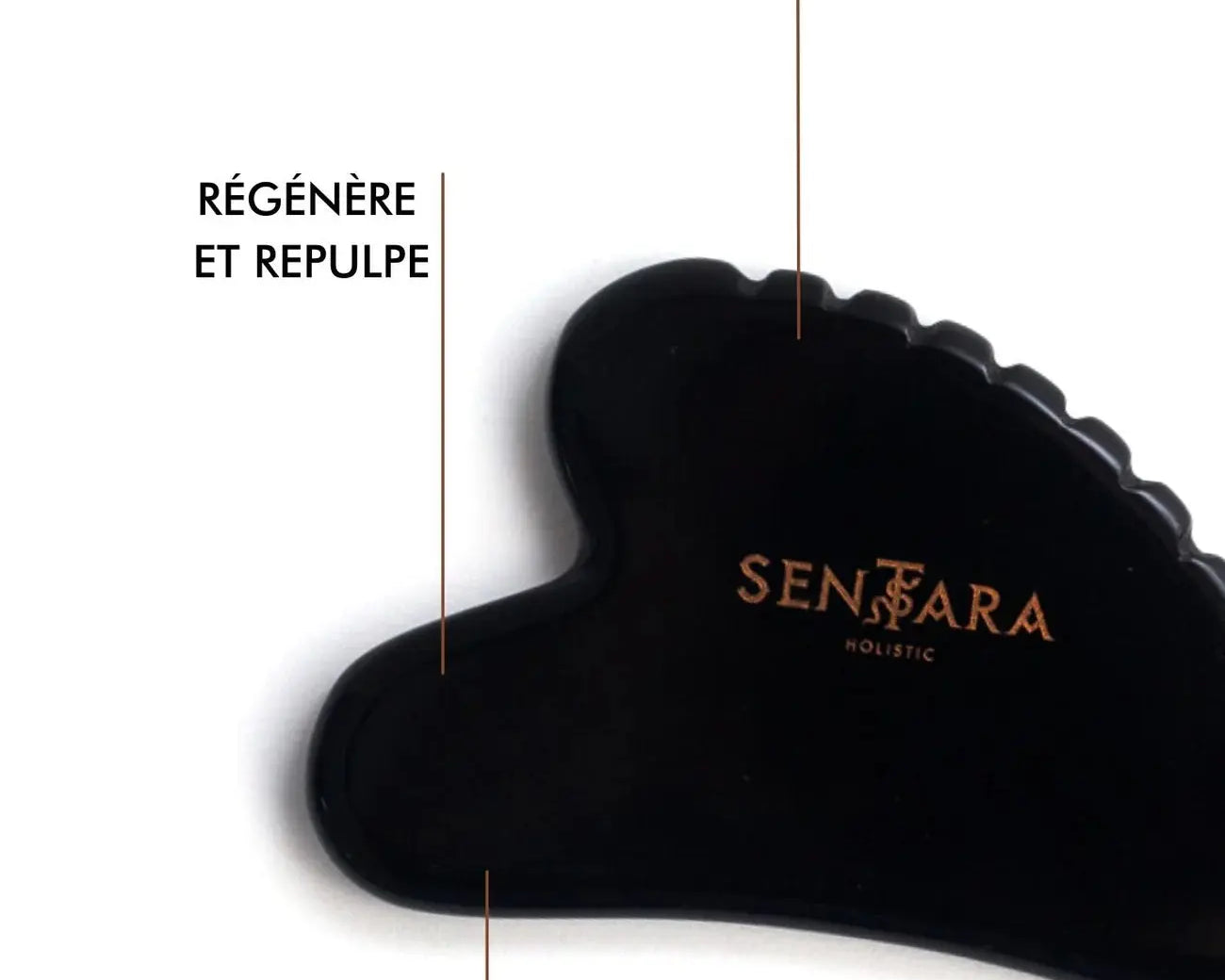 SENTARA : GUA SHA VISAGE - OBSIDIENNE NOIRE CŒUR A DENTS Bumpy