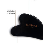 SENTARA : GUA SHA VISAGE - OBSIDIENNE NOIRE CŒUR A DENTS Bumpy
