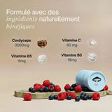 Gummies au Cordyceps

Énergie, force, endurance

Un concentré de Cordyceps, associé aux vitamines B3, B5 et C, pour soutenir l’énergie, la vitalité et la récupération, dans un format gourmand. Saveurs fruits rouges, aucune contrainte de mélange. L'énergie des sommets à portée de main.