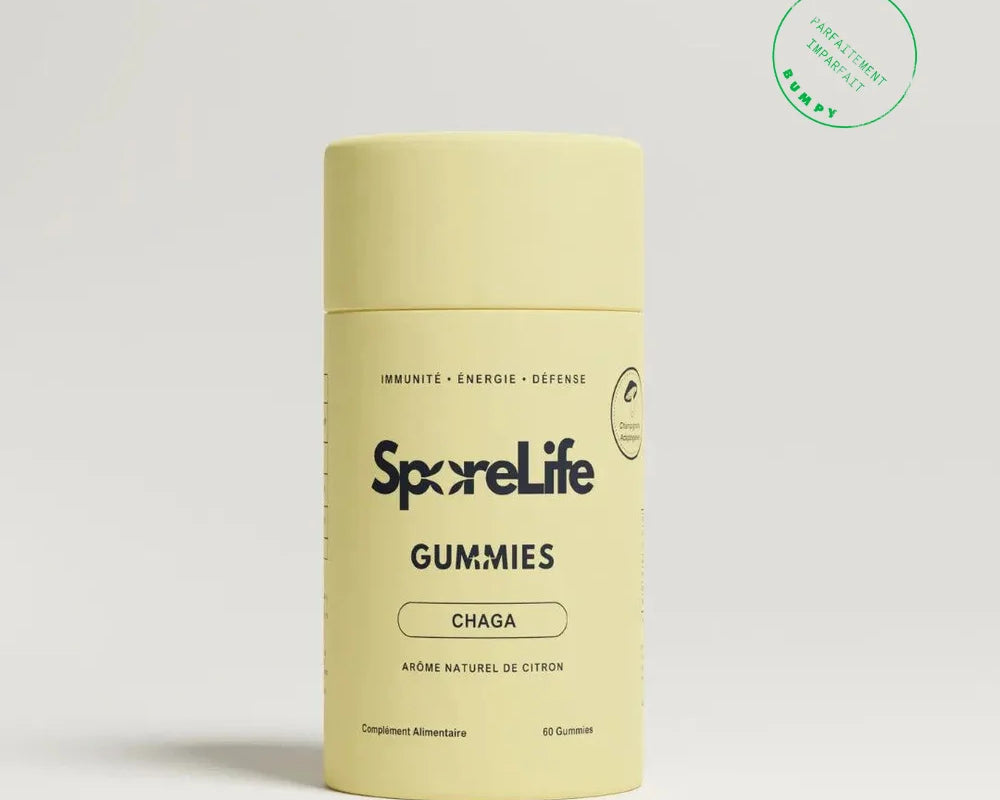Besoin d’un coup de pouce quand la fatigue saisonnière s’installe et que l’organisme est sollicité. Ces gummies au goût citron, enrichis en vitamine C et zinc, contribuent au fonctionnement normal du système immunitaire et aident à protéger les cellules contre le stress oxydatif.&nbsp;

Un geste simple pour se sentir plus serein au quotidien.

La texture moelleuse et le format nomade rendent l’expérience ultra-pratique, tandis que l’univers du chaga s’invite&nbsp;

discrètement dans une routine gourmande et
