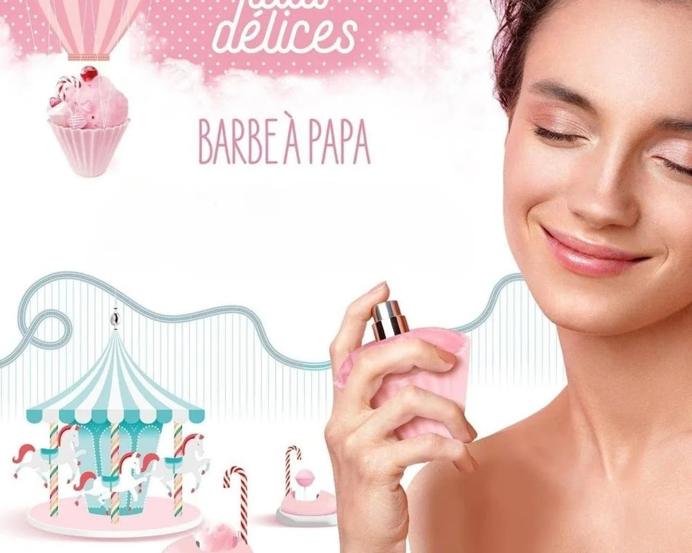 Retomber en enfance avec des fragrances gourmandes à croquer !

Barbe à papa&nbsp;: Un parfum enveloppant comme un nuage pour retrouver la douceur nostalgique de la vanille et du sucre glace.