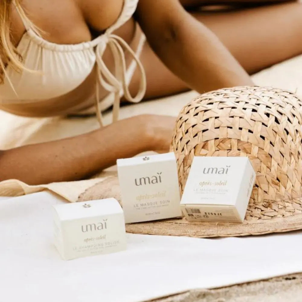 MASQUE APRÈS-SOLEIL SOLIDE SOIN CHEVEUX - NUTRITION &amp; RÉPARATION 50G - UMAÏ